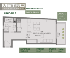 Godoy Cruz 2633 -11°E en Venta,  1 AMBIENTE 38m2   ENTREGAG DICIEMBRE 2027
